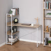Oak Modern Computer Desk Home Office White Writing Table PC Laptop Storage Shelf
