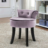 Vintage Velvet Fabric Dressing Table Stool Bedroom Low Back Makeup Vanity Chair