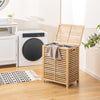 80 L Bamboo Laundry Hamper Clothes Laundry Basket Organizer W/ Lid & Handles