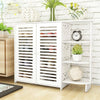 Modern Shoe Storage Cabinet 2 Doors Footwear Stand Rack Unit Cupboard White