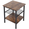 3-Tier Industrial Side End Table Shelves Nightstand Storage Bedroom Unit