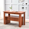 Wood Dining Table and 2 Bench Set Breakfast Nook Kitchen Furniture Cherry Wood