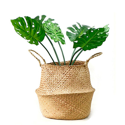 Seagrass Belly Basket Flower Plant Woven Storage Wicker Basket Pot Home Decor UK