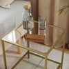2-Tier End Table, Side Table Accent Table with Tempered Glass Top and Mesh Shelf