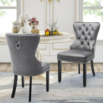 Dining Chairs Velvet Studded Fabric Lounge Padded Accent Side Chair Home Kitchen