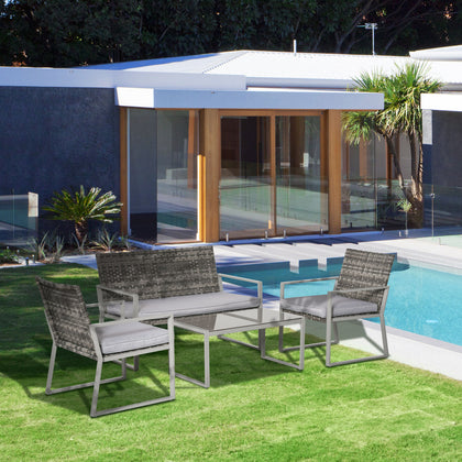 4PCS Outdoor Patio PE Rattan Wicker Sofa Chaise Lounge Furniture Set
