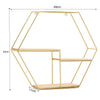 Wall Mounted Hexagonal Floating Shelves Gold Display Metal Wood Shelf Save Space