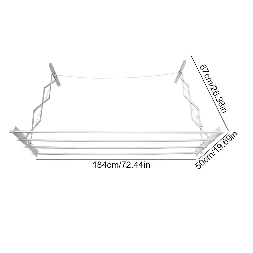 Ceiling Hanging Dryer White Airer Clothes Laundry Drying Space Saver Rack