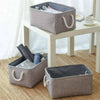 Fabric Storage Box Plain Foldable Collapsible Rope Handles Storage Cubes Basket