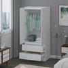 Modern Scandinavian Style Storage 2 Door 2 Drawer Combination Wardrobe White