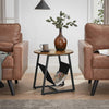 Industrial Style Coffee Table Rustic End Side Metal Magazine Pocket Metal Round
