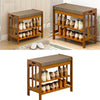 Wood Shoe Bench Shoes Cabinet Organizer Hallway Storage Rack with Seat Cushion