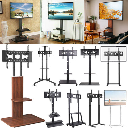 Height Adjustable Tall Floor TV Stand Mount Portable TV Cart Freestanding T 100