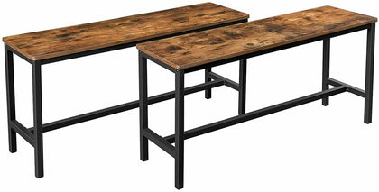 Industrial Dining Bench Set 2 Vintage Chair Rustic Metal Furniture Kitchen Seat
