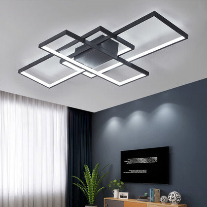 Modern Lamp Square Black LED Ceiling Light Chandelier Lights Living Dining Room