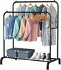 Heavy Duty Metal Double Clothes Rail Rack Garment Hanging Display Stand Shelf