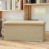2 SEATER DOUBLE LARGE OTTOMAN FAUX LINEN FOLDING STORAGE TOY BOX POUFFE 4COLOURS