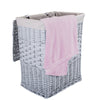 Premium Grey Paint Laundry Wicker Basket Cotton Lining With Lid Bathroom Storage