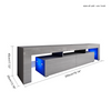 2M Large Grey TV Unit Stand LED Cabinet High Gloss 2 Long Storage Drawers Shelf