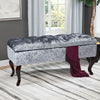 Storage Bench Ottoman Crushed Velvet Queen Anne Legs Pouffe Stool