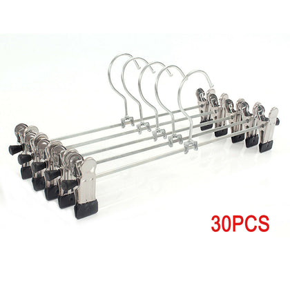 30X Metal Clip Coat Hangers Clothes Closet Pant Trousers Skirt Non-slip Rack