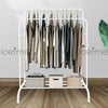 Metal Clothes Double Rail Heavy Duty Garment Hanging Rack Shelf Display White UK