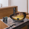 Bathroom Countertop Basin Set Tempered Glass Wash Sink Boat Shape Bowl Gold UK