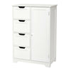 White Bathroom Cabinet Unit 4 Drawer & 1 Door Cupboard Storage Bath Furniture