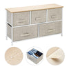 Bedside Storage Drawers Fabric Metal Frame Bedroom Nightstand 5-Drawer Dresser