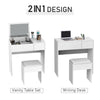 Dressing Table Set with Flip-up Mirror Padded Stool Sliding Drawer White