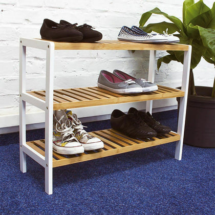 3 Tier Natural Wooden Bamboo Shoe Rack Stand Holder Storage Shelf Unit Organiser