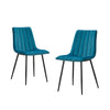 Set of 2 Velvet Dining Chairs Soft Padded Seat Metal Legs Modern Office Kitchen