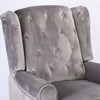Grey Velvet Recliner Chair Button Tufted Fireside Armchair Home Living Room BN