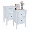 Pair of White Bedroom Bedside Table Unit Cabinet Nightstand with 2 Drawers