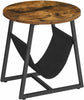 Industrial Style Coffee Table Rustic End Side Metal Magazine Pocket Metal Round