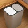 Double Recycling Trash Can Kitchen Waste Bin Duo Rubbish Dustbin Plastic 12Litre