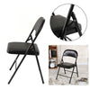 BLACK METAL FOLDING CHAIR FOLDABLE COMPUTER DESK OFFICE PARTY BACK REST CHAIRS