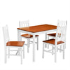Brown&White Solid Wood Dining Table and 4 Chairs Set Home Kitchen Furniture Set