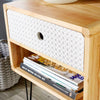 Retro Wooden Side Table or Bedside Cabinet 1 Drawer Storage Unit Metal Legs