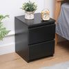 Modern Black Bedside Table Cabinet w/2 Drawers Nightstand Storage Furniture