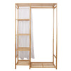 Wardrobe Clothes Cupboard Hanging Rail Storage Shelves with Wood Frame and Cover