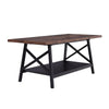 Rectangular Coffee Table Industrial Rustic Wood Centre Table with Storage Shelf