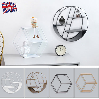 Floating Shelves Metal Wall Shelf Hanging Decorative Office Storage Display Rack