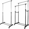 GARMENT ADJUSTABLE PORTABLE CLOTHES RAIL STAND RACK SINGLE DOUBLE SILVER BLACK