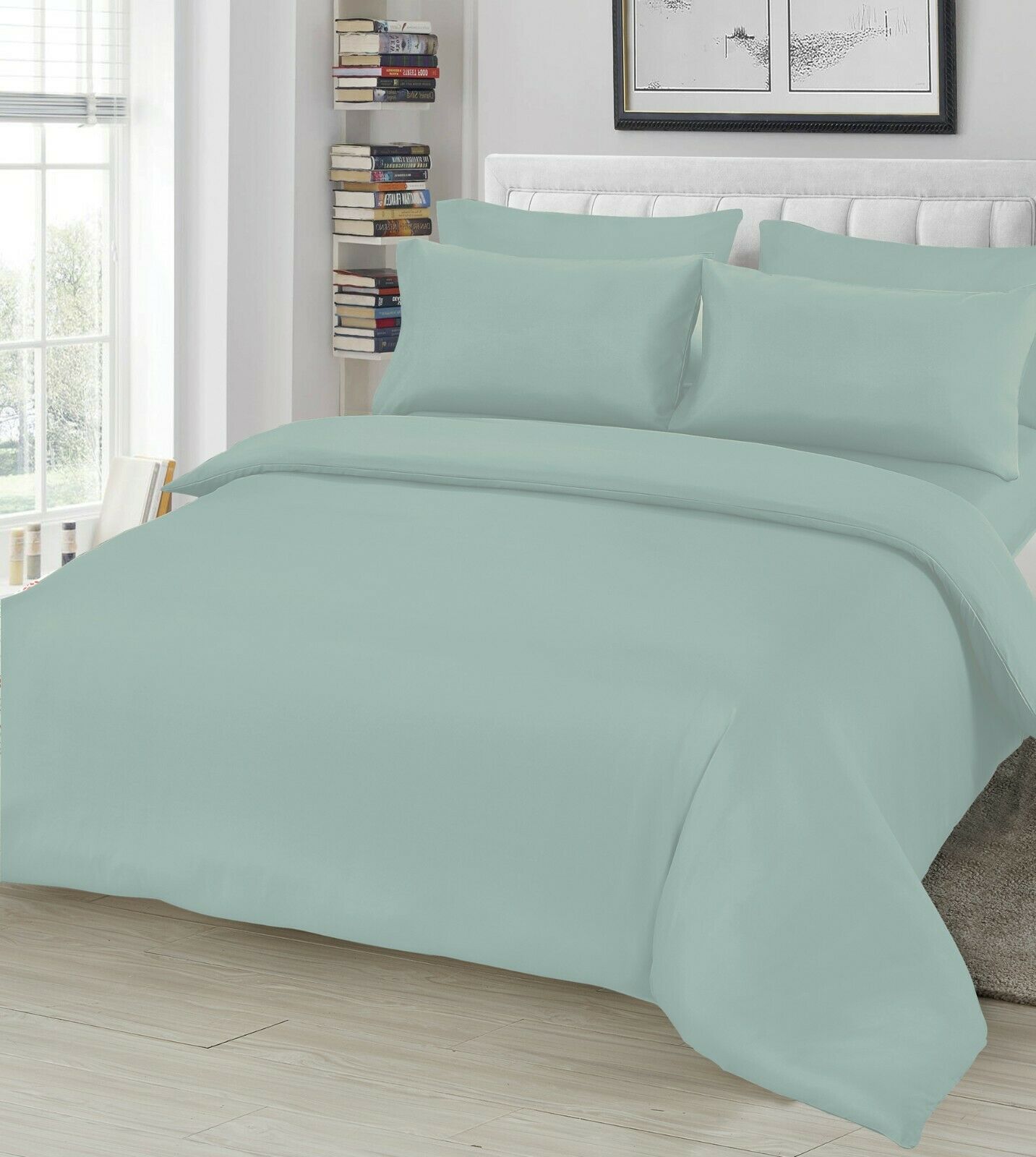 Plain Duvet Cover & Pillowcase Reversible Bedding Set or Fitted Sheet