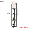 Wooden Floor Lamp 3-Tier Storage Shelf LED Reading Light Free Standing w/ Shade