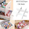 24pc Adjustable Clapboard Drawer Divider Partition Storage Organiser Wardrobe UK