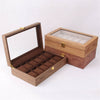 12 Slot Wooden Watch Box Display Organizer Storage Collector Case Holder Visible