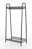 Two Tier Vintage Style Black Steel Clothes Rack with Two Storage Shelves