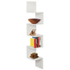 White Shelf Wall Unit Bookcase 5 Tier Floating Corner Book Storage Display Stand